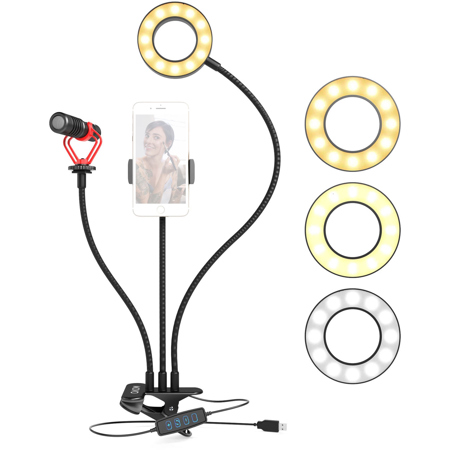 Movo Photo VGC-3+VXR10 Selfie Ring Light Kit with Cardioid Microphone