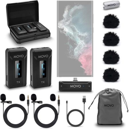 Movo Photo WMX-2-C-DUO Dual Wireless USB-C Lav Microphone System w/Charging Case