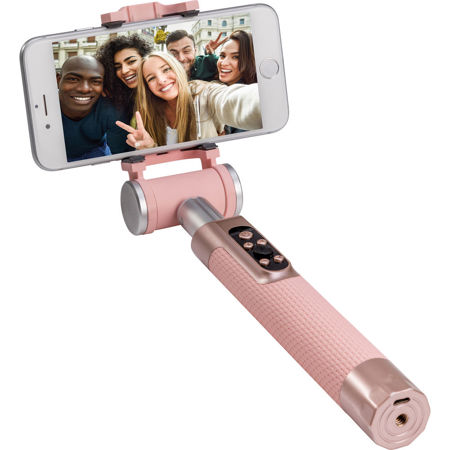 Pictar Smart Selfie Stick with Rechargeable Battery, Milennial Pink