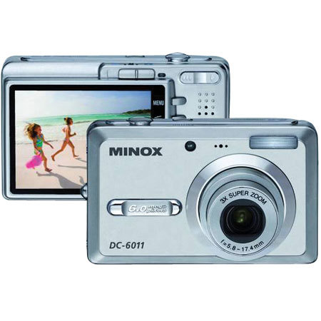 Minox DC-6011 Slim Digital Camera 6.0 mp, 3x Optical Zoom Lens & 4x Digital Zoom with 2.5" LCD Screen