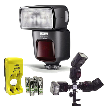 Metz 44 AF-1 E-TTL-/E-TTL-II Flash for Canon Cameras, With Accessories