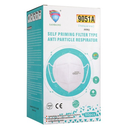 KN95 Disposable 5-Layer Face Mask, 9051A FFP2 FDA Approved (50-Pack)