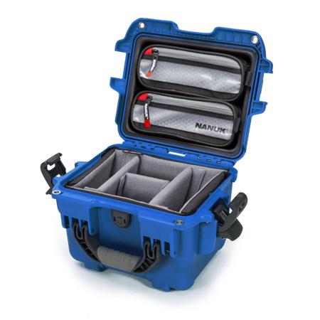 Nanuk 908 Waterproof Hard Case with 2-Pocket Lid Organizer and Padded Divider Blue