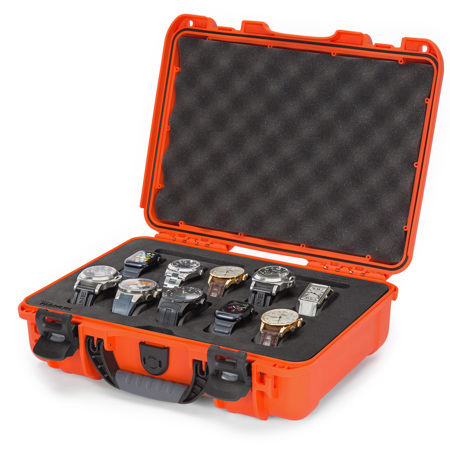 Nanuk 910 Waterproof Case with Foam Insert for 10 Watches, Orange