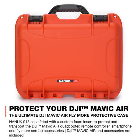 Nanuk 915 Case with Foam Insert for DJI Mavic Air Fly More, Orange