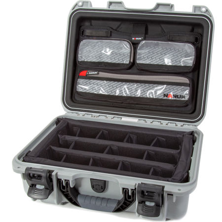 Nanuk Medium Series 920 Lightweight NK-7 Resin Waterproof Hard Case with Lid Organizer and Padded Dividers, Silver