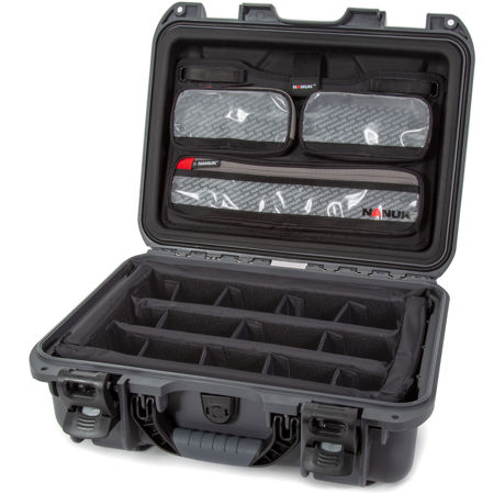 Nanuk 920 Waterproof Hard Case with Lid Organizer and Padded Dividers, Graphite