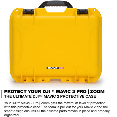 Nanuk 920 Hard-Shell Carrying Case with Foam for DJI Mavic 2 Pro & Zoom, Yellow