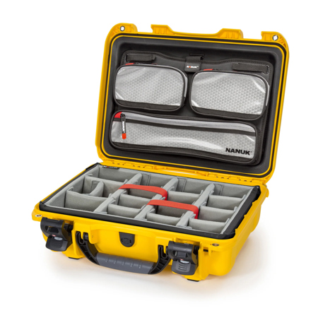 Nanuk 923 Waterproof Hard Case with 3-Pocket Lid Organizer and Padded Divider Yellow
