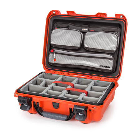 Nanuk 923 Waterproof Hard Case with 3-Pocket Lid Organizer and Padded Divider Orange
