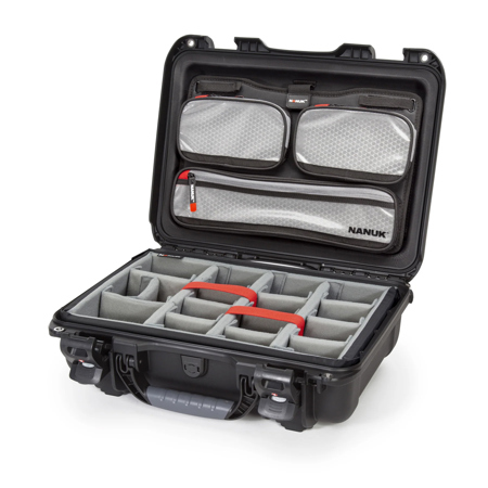 Nanuk 923 Waterproof Hard Case with 3-Pocket Lid Organizer and Padded Divider Black