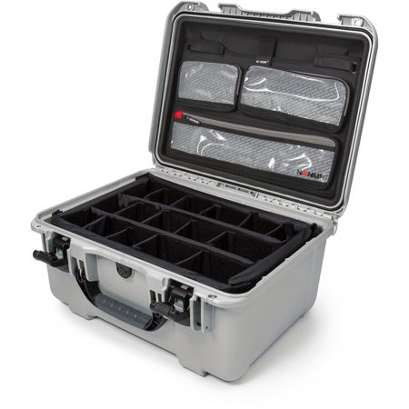 Nanuk Large Series 933 Lightweight NK-7 Resin Waterproof Hard Case with Lid Organizer and Padded Dividers, Silver