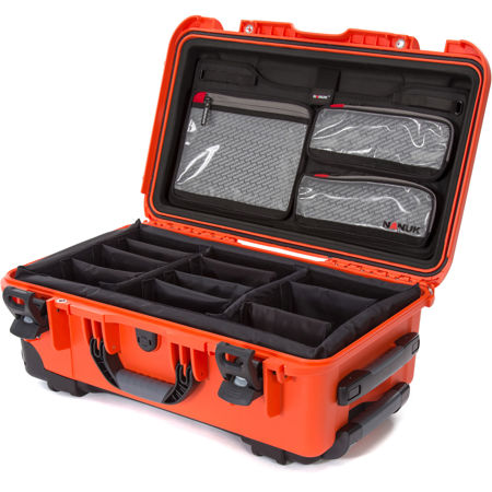Nanuk Wheeled Series 935 Lightweight NK-7 Resin Waterproof Hard Case with Lid Organizer and Padded Dividers, Orange