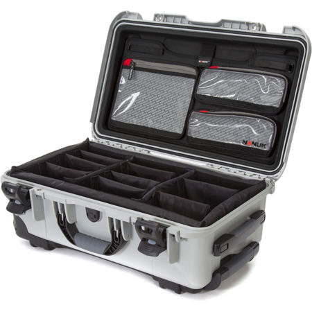 Nanuk Wheeled Series 935 Hard Case with Lid Organizer & Padded Dividers, Silver