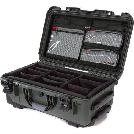 Nanuk Wheeled Series 935 Lightweight NK-7 Resin Waterproof Hard Case with Lid Organizer and Padded Dividers, Olive