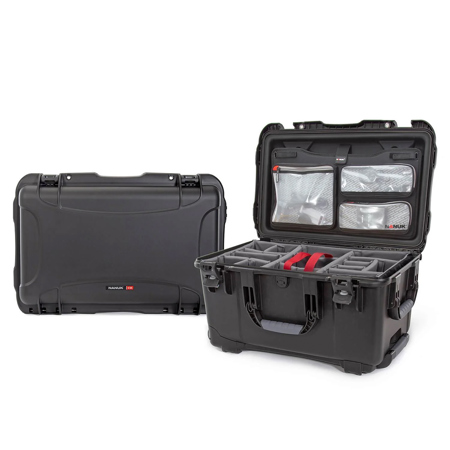 Nanuk 938 Wheeled Waterproof Hard Case w/Lid Organizer and Padded Divider, Black