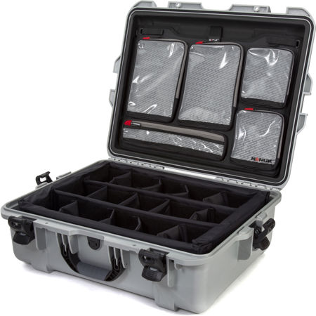 Nanuk Large Series 945 Lightweight NK-7 Resin Waterproof Hard Case with Dividers and Lid Organizer, Silver
