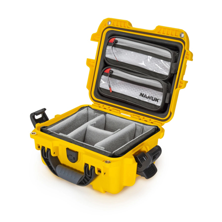 Nanuk 905 Waterproof Hard Case with 2-Pocket Lid Organizer and Padded Divider Yellow