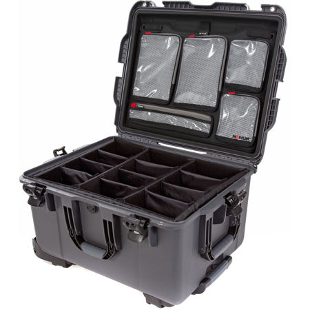 Nanuk Wheeled Series 960 Lightweight NK-7 Resin Waterproof Hard Case with Padded Dividers and Lid Organizer, Graphite