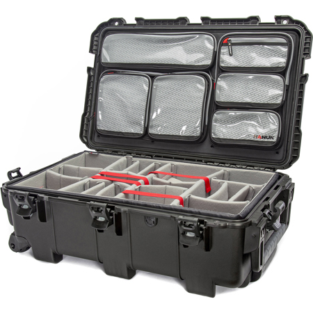 Nanuk 962 Wheeled Waterproof Hard Case w/Lid Organizer and Padded Divider, Black