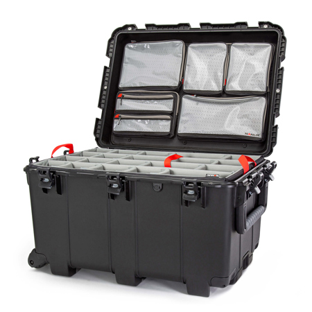 Nanuk 975 Wheeled Waterproof Hard Case w/Lid Organizer and Padded Divider, Black