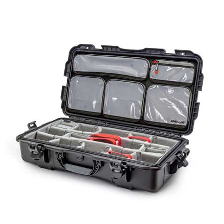 Nanuk 980 Waterproof Hard Case with 5-Pocket Lid Organizer and Padded Divider Black