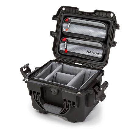 Nanuk 908 Waterproof Hard Case with 2-Pocket Lid Organizer and Padded Divider Black