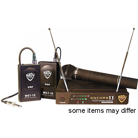 Nady Single VHF DigiTRU Shure SM-58 Cartridge Handheld Mic Wireless System, with Encore II Receiver, WHT Handheld, & WMC-11 Mic Clip