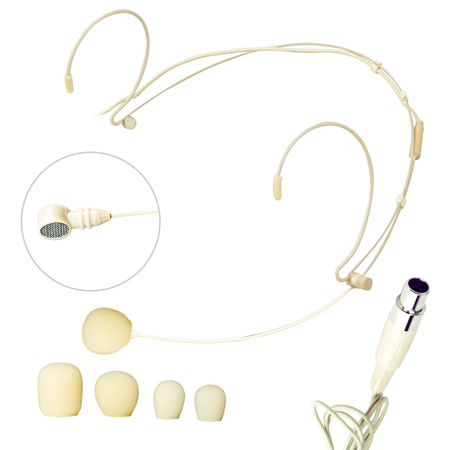 Nady HM-45U Headmic Headworn Uni-Directional Condenser Mic with Mini XLR, Beige