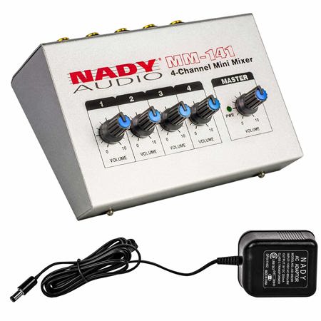 MM-141 4-Channel Mono Unbalanced Line Mini Mixer with PAD-1 AC Adapter