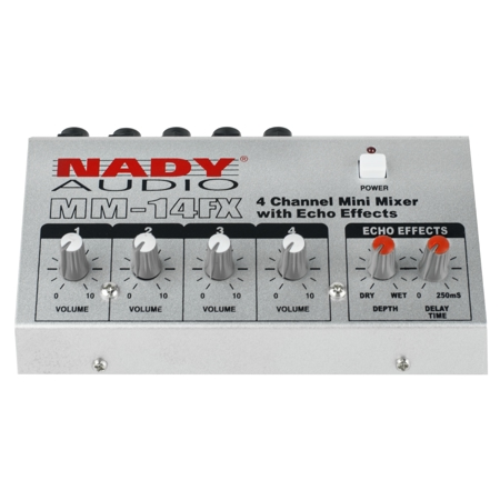 Nady MM-14FX 4-Channel Mini Mixer with Echo Effects and PAD-1 AC Adapter