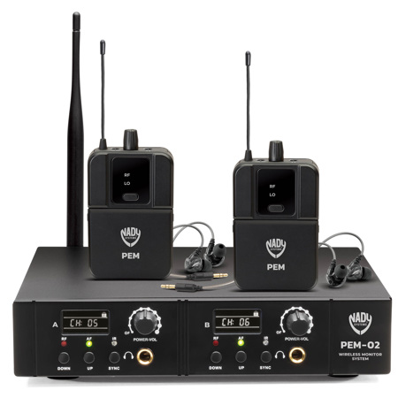Nady PEM-02 16-Channel Dual Transmitter Wireless In-Ear Monitor System, 903-928MHz