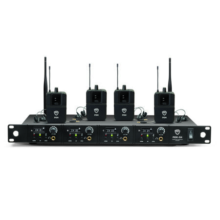 Nady PEM-04 16-Channel Quad Transmitter Wireless In-Ear Monitor System, 903-928MHz