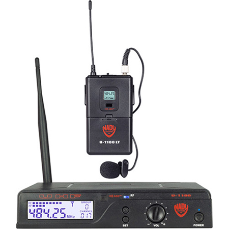 Nady U-1100 100-Ch UHF Wireless Microphone System w/LM-14 Lapel,B: 505-529.75MHz