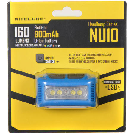 Nitecore NU10 Rechargeable Wide-Angle Illumination LED Headlamp, 160 Lumens