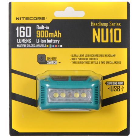 Nitecore NU10 Rechargeable Wide-Angle Illumination LED Headlamp, 160 Lumens