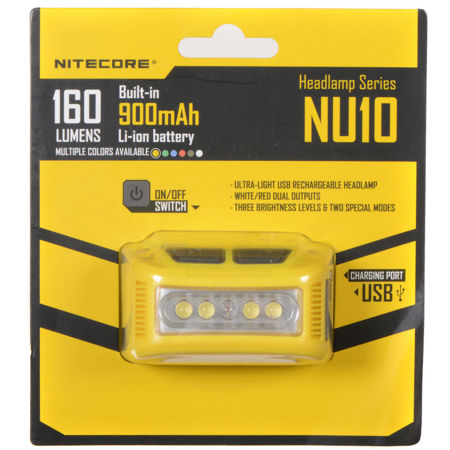 Nitecore NU10 Rechargeable Wide-Angle Illumination LED Headlamp, 160 Lumens