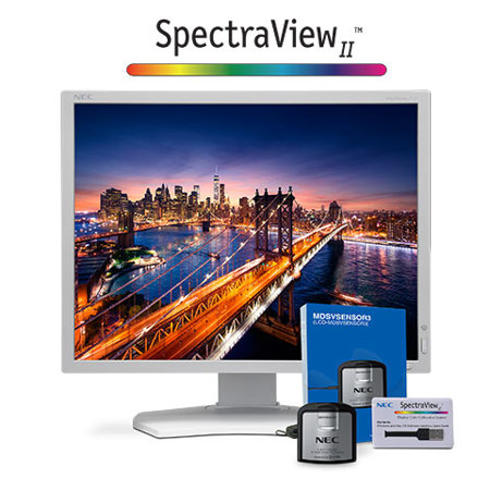 NEC P212-SV MultiSync 21" LED Monitor with SpectraViewII Bundle, Silver/White