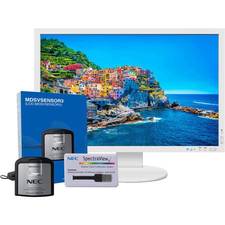 NEC PA243W-BK-SV 24.1" Wide Gamut IPS LED Monitor with Integrated Speakers and SpectraViewII Calibration, White