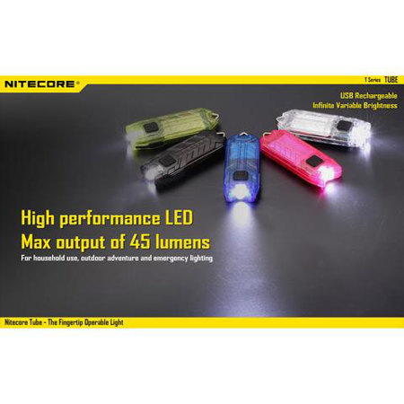 Nitecore TUBE USB Rechargeable Key-Chain LED Flashlight, 45 Lumens, Lemon
