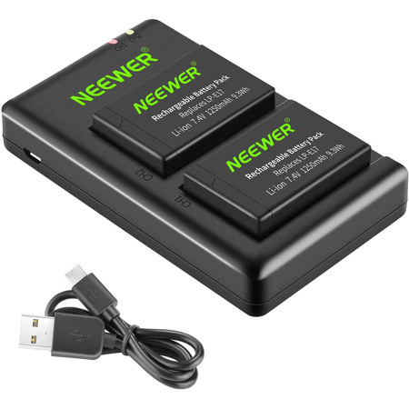 Neewer 2x LP-E17 9.3Wh 7.4V 1250mAh Lithium-ion Battery with Dual Charger