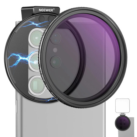 Neewer 67mm ND2-32 1 to 5-Stop Multi-Coated HD Variable ND Filter with Clip-On