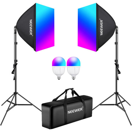 Neewer NK800 24W RGB LED Bulb 2-Light Kit with US Plug