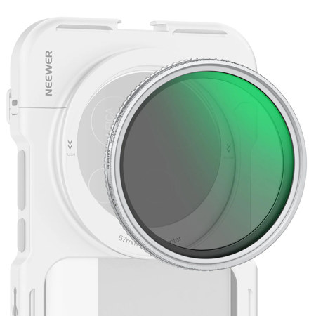 Neewer FL-B25 67mm ND2-32 1 to 5-Stop Multi-Coated Variable ND Filter with Phone Clip