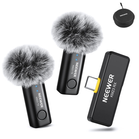Neewer KM23 2.4GHz 2-Person Wireless Lavalier Microphone System