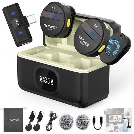 Neewer KM18 2.4GHz 2-Person Wireless Lavalier Microphone System