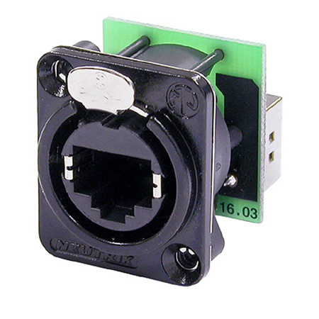 Neutrik NE8FDP-B etherCON Series RJ45 Feedthrough Receptacle, Black