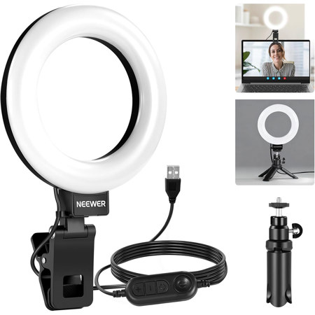 Neewer BASICS BR60 5" 10W Mini Bi-Color LED Ring Light with Clip and Mini Tripod