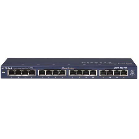 Netgear ProSafe 16 Port Gigabit Desktop Ethernet Switch, 10/100/1000 Mbps Ethernet Connections