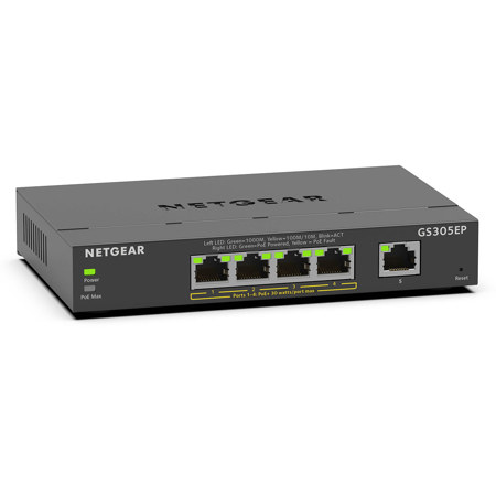 Netgear GS305EP 5-Port 63W PoE+ Gigabit Ethernet Plus Managed Switch
